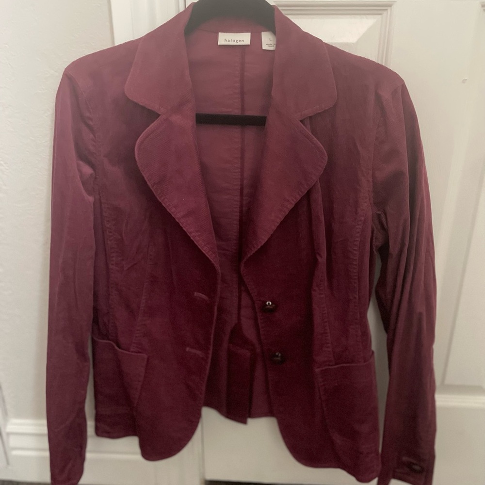Halogen Burgundy Blazer Classic Fitted Design